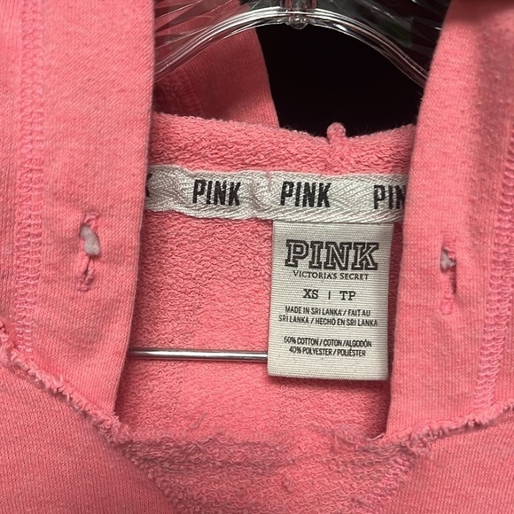 PINK Victoria’s Secret- pink and white pullover hoodie - Picture 6 of 7